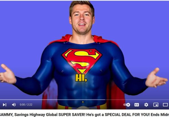 Meet SAMMY, Savings Highway Global SUPER SAVER!  He's got a SPECIAL DEAL FOR YOU!  Ends Midnight!